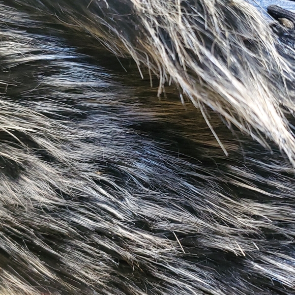 EXPRESS Vintage Faux Fur Collar Black/Grey Jacket/Coat/Sweater Attachable/Detach - Picture 6 of 7